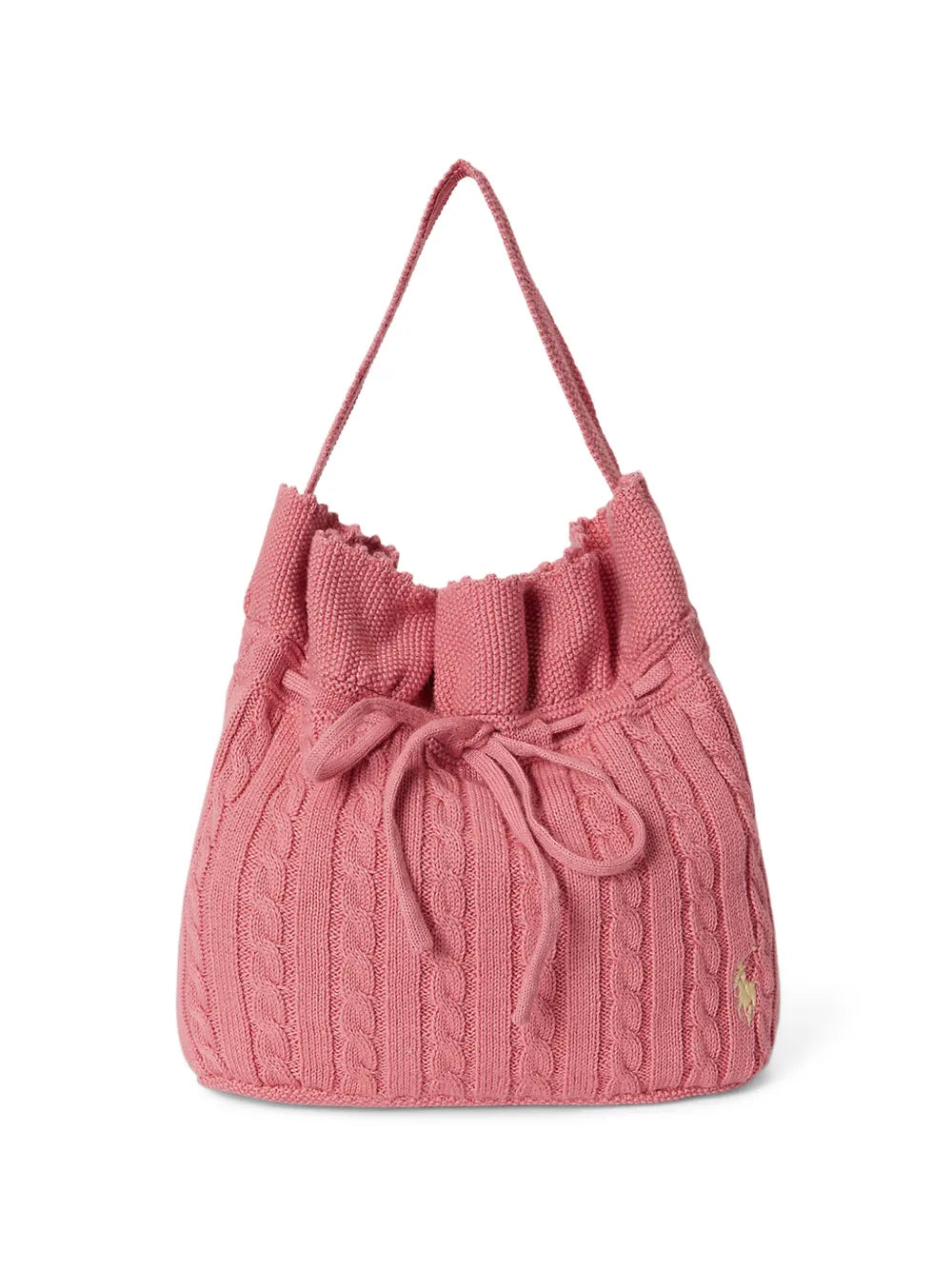 cable-knit drawstring bag