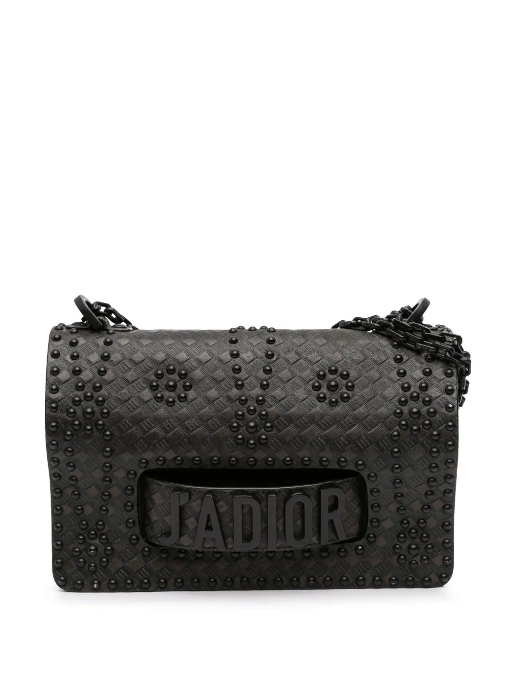 2018 Medium Embossed Calfskin Studded JAdior Chain Flap shoulder bag