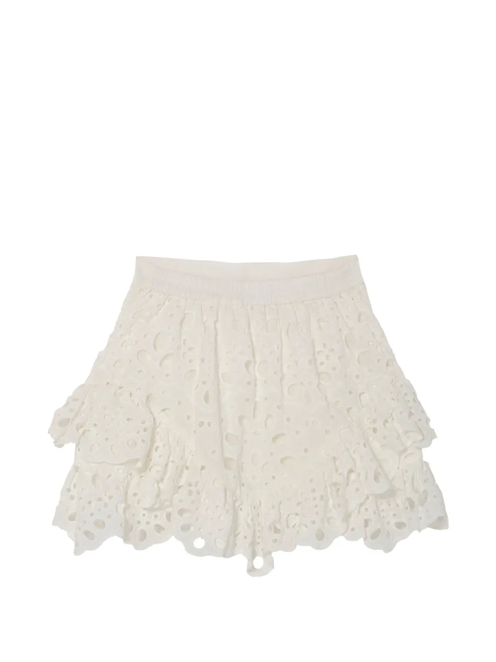 La Croisette ruffled broderie skirt