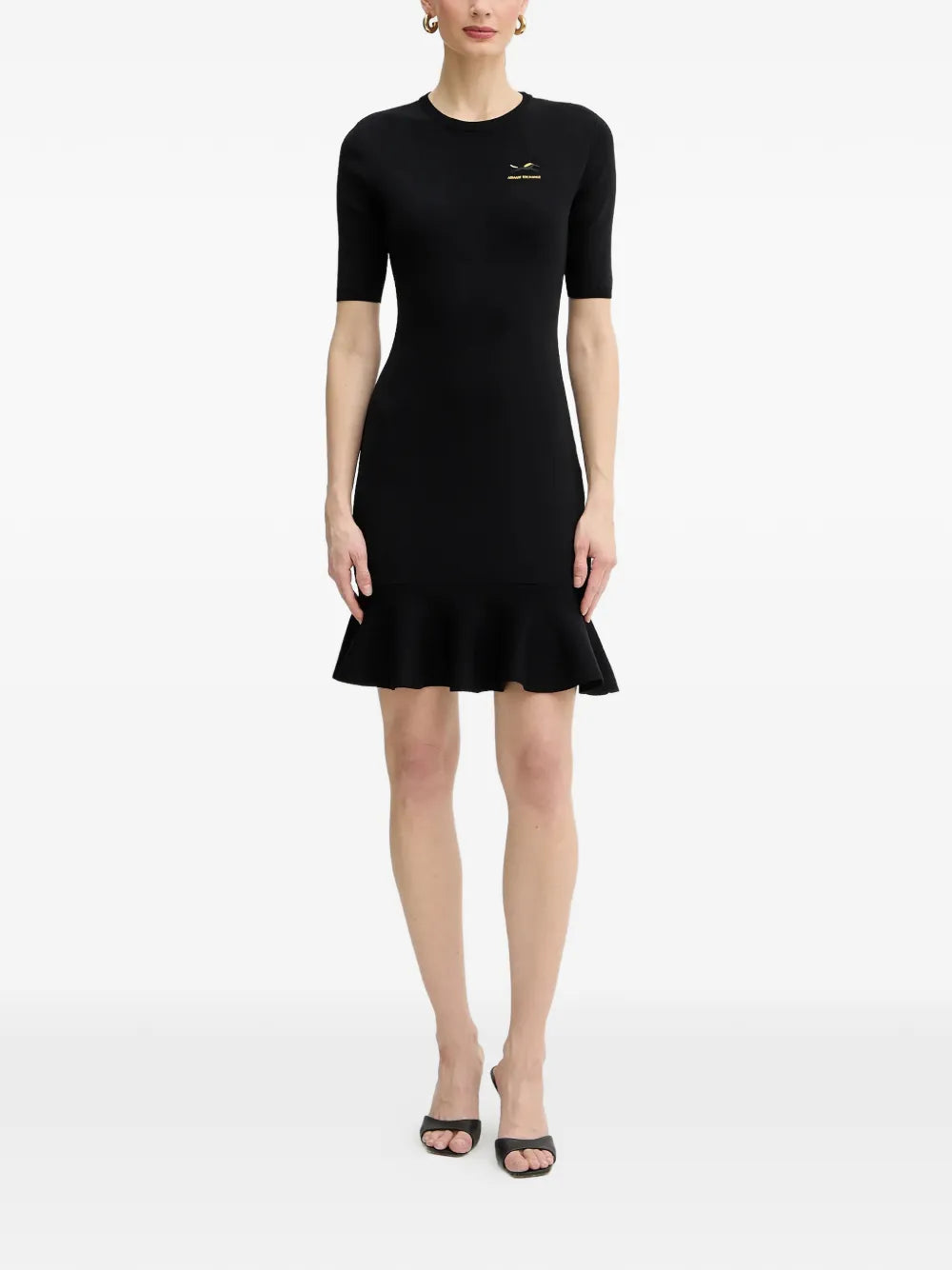 ruffled short-sleeve mini dress