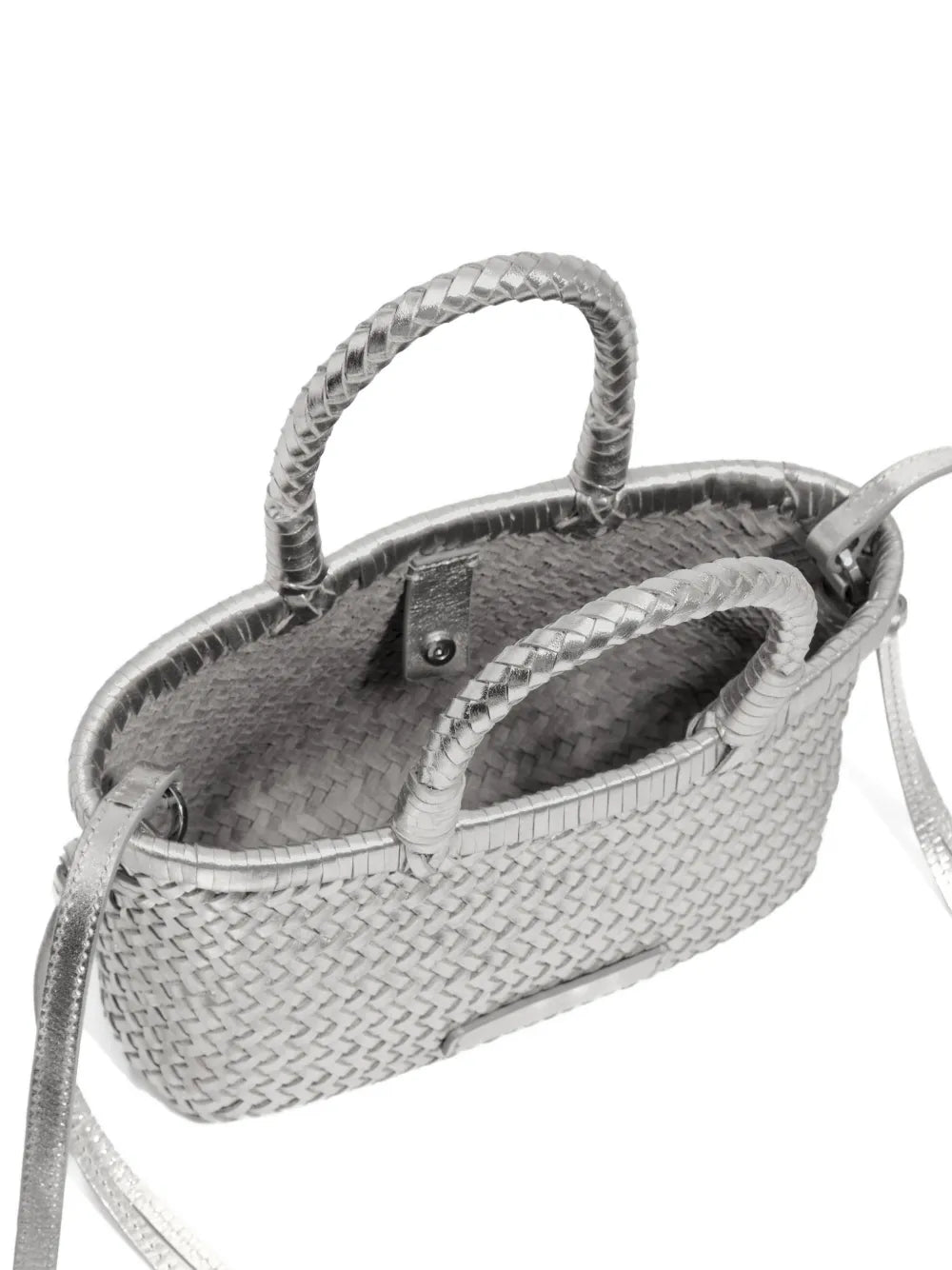 mini braided-handle leather tote bag