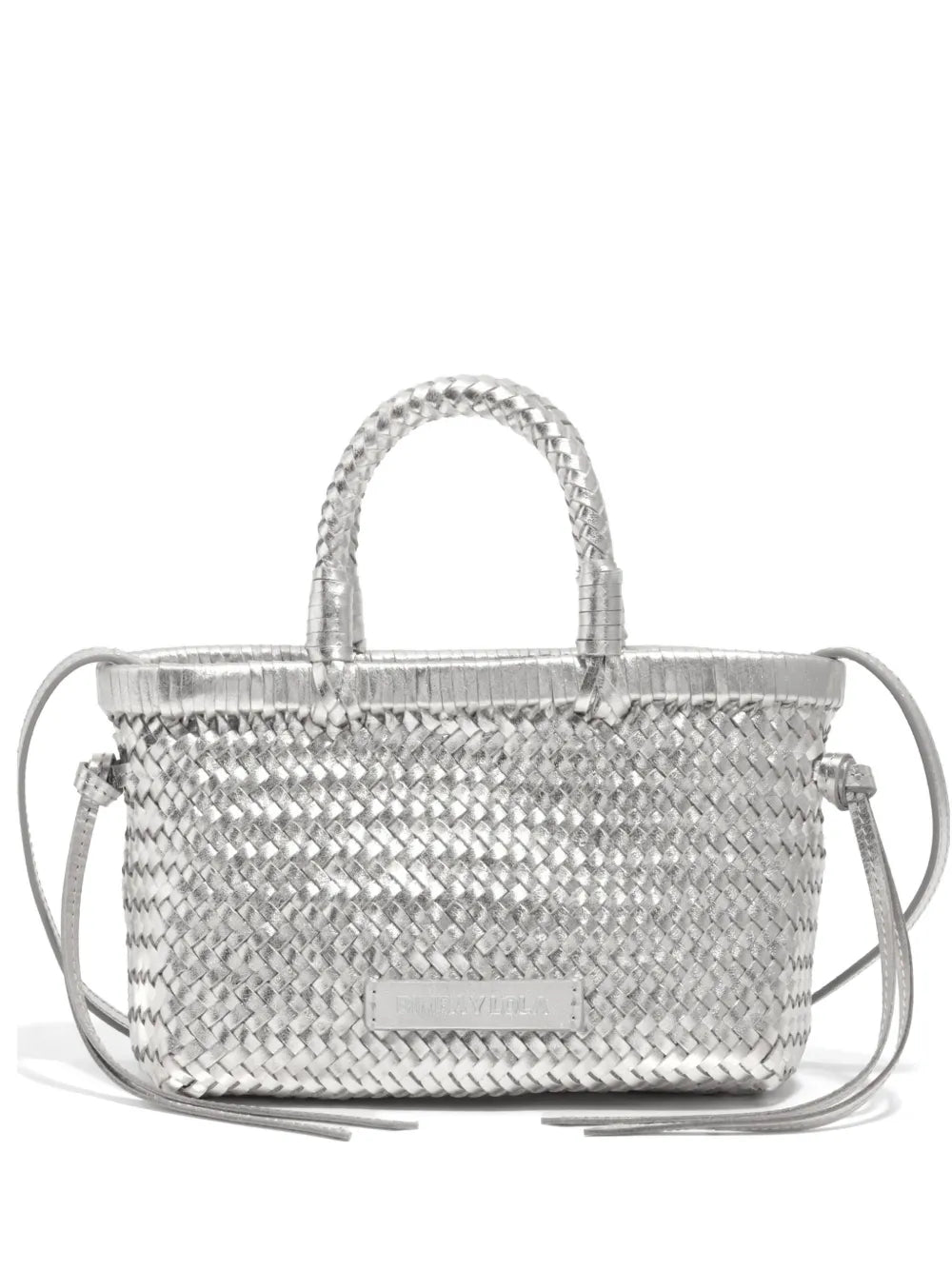 mini braided-handle leather tote bag