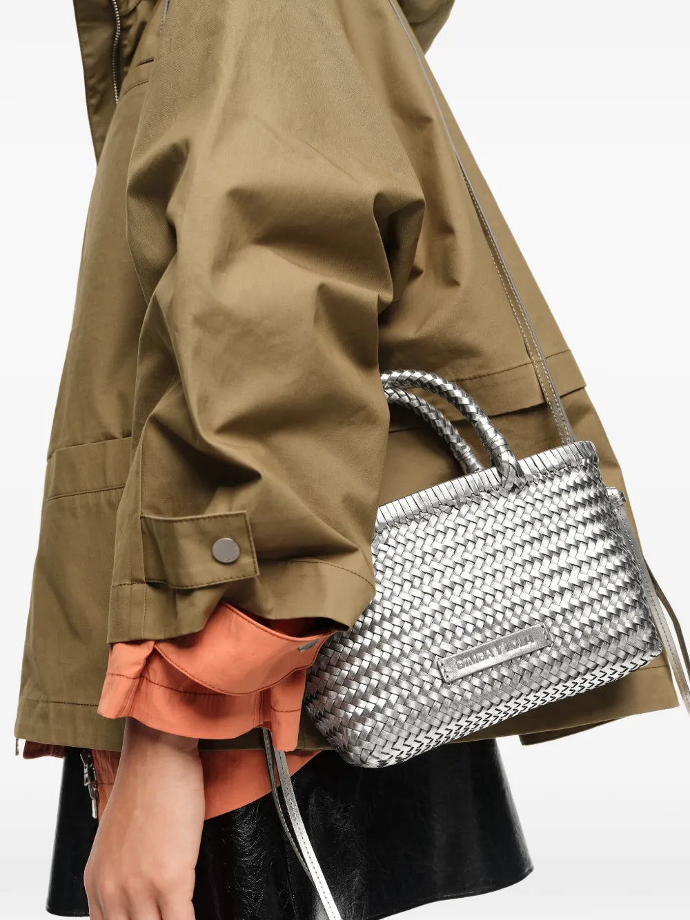 mini braided-handle leather tote bag