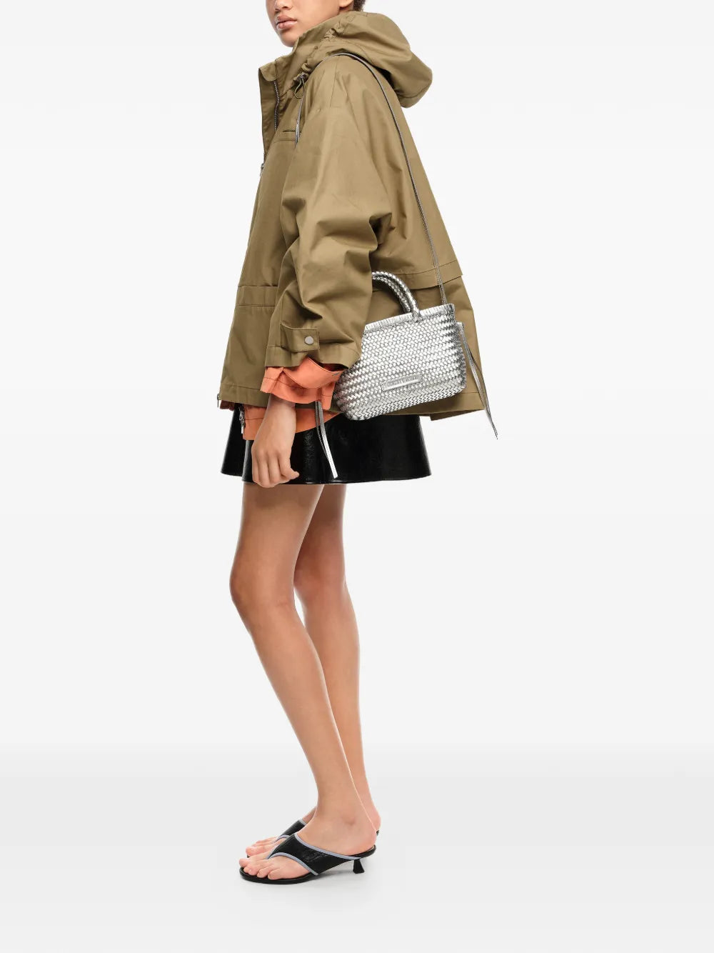 mini braided-handle leather tote bag