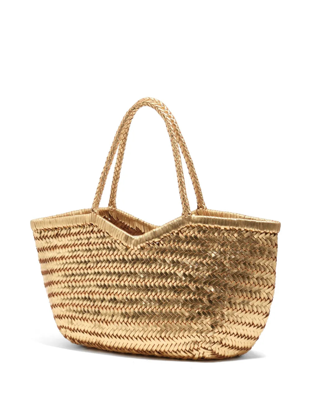 woven top-handles large leather tote bag