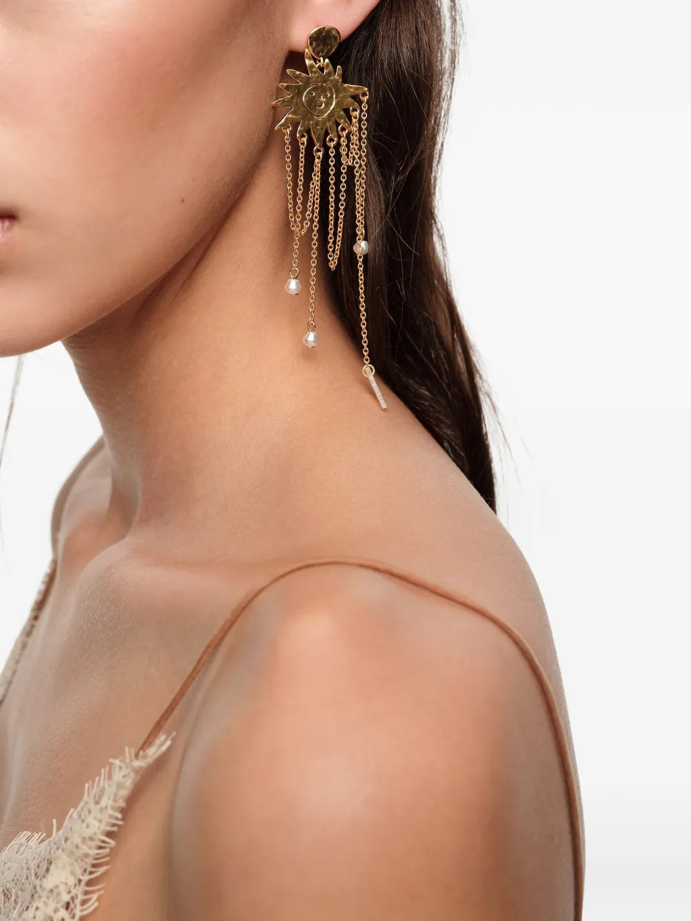 Sun brushed chains earrings