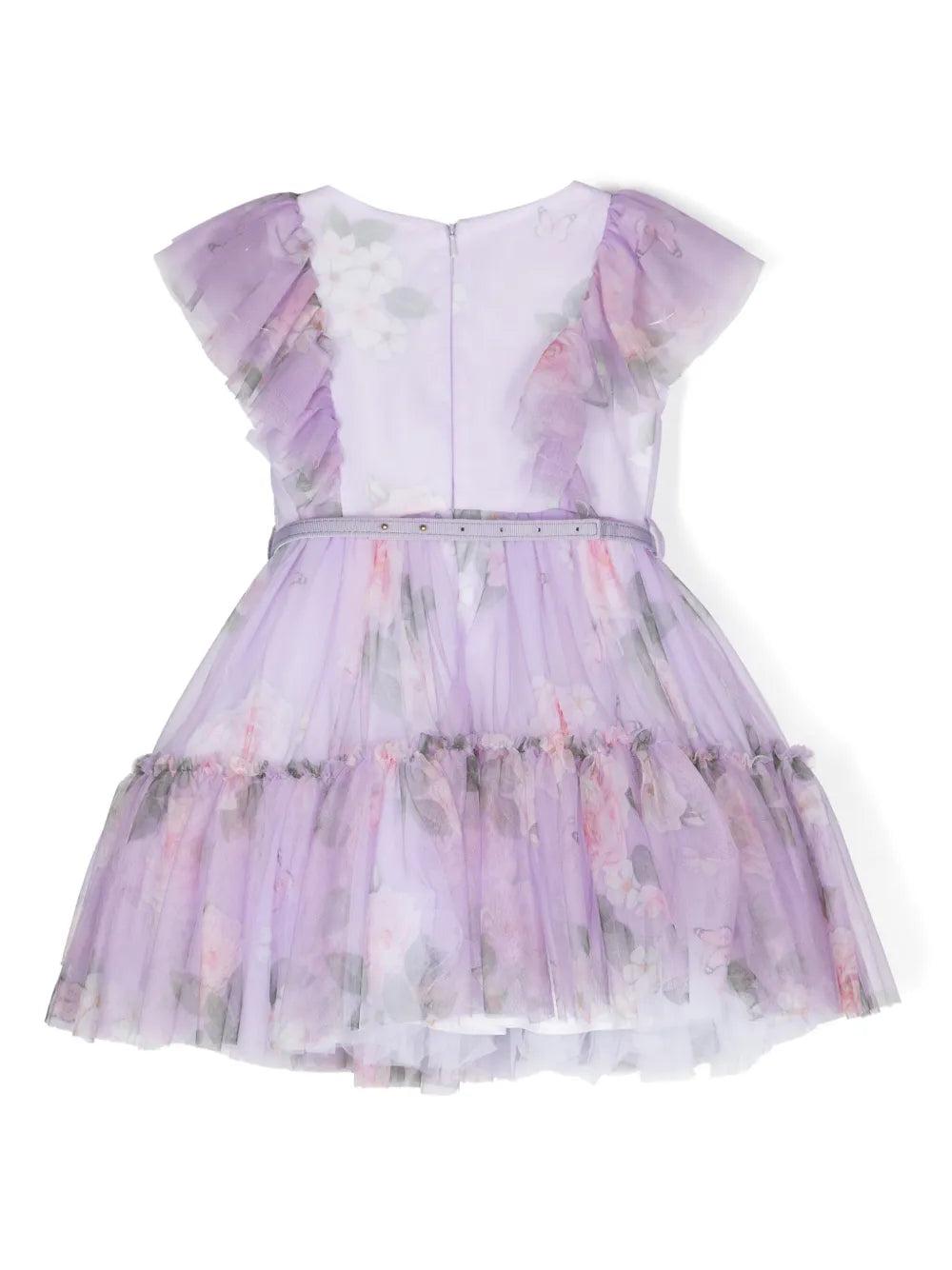 floral-print party dress
