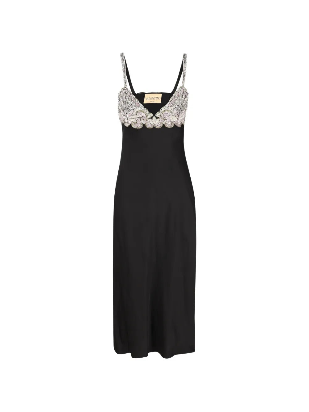 lace-embellished midi dress