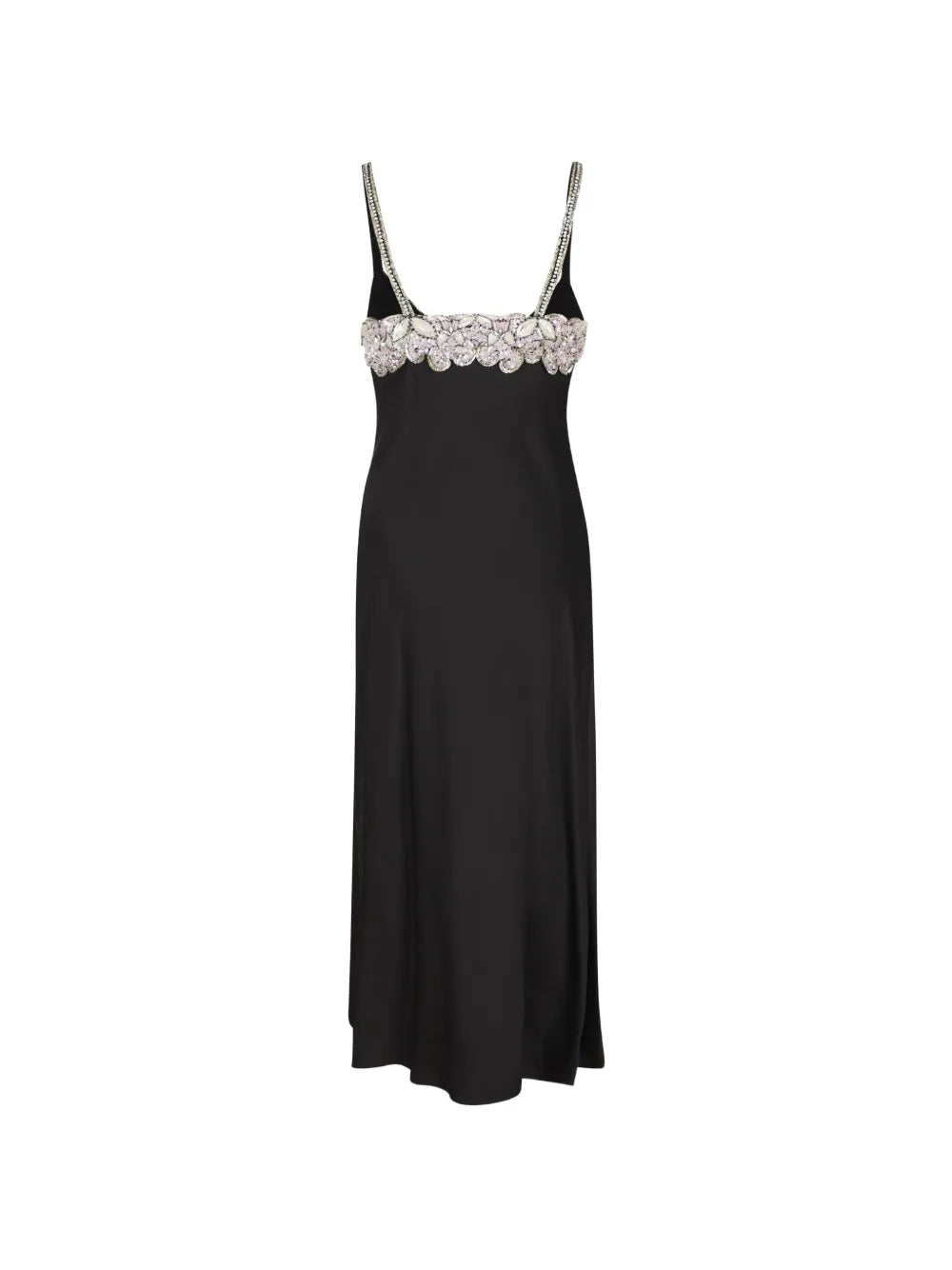lace-embellished midi dress