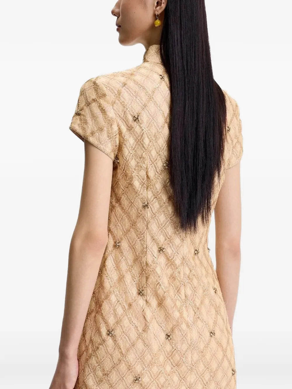 beaded lattice mini dress