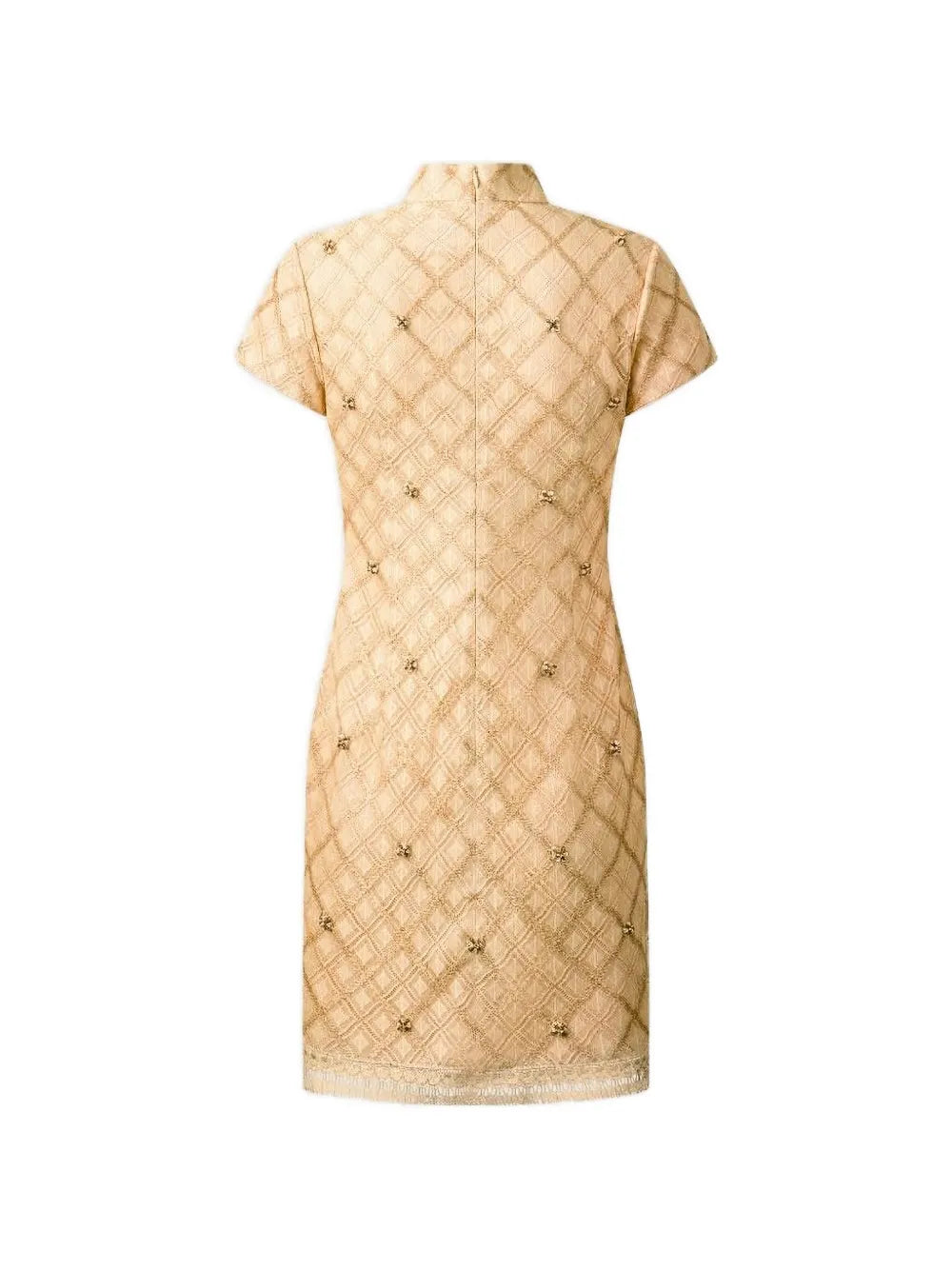 beaded lattice mini dress