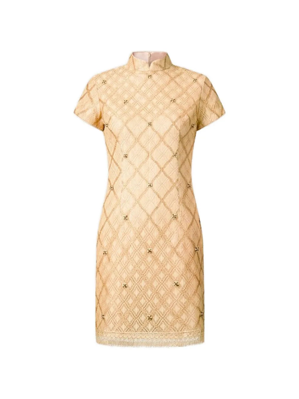 beaded lattice mini dress