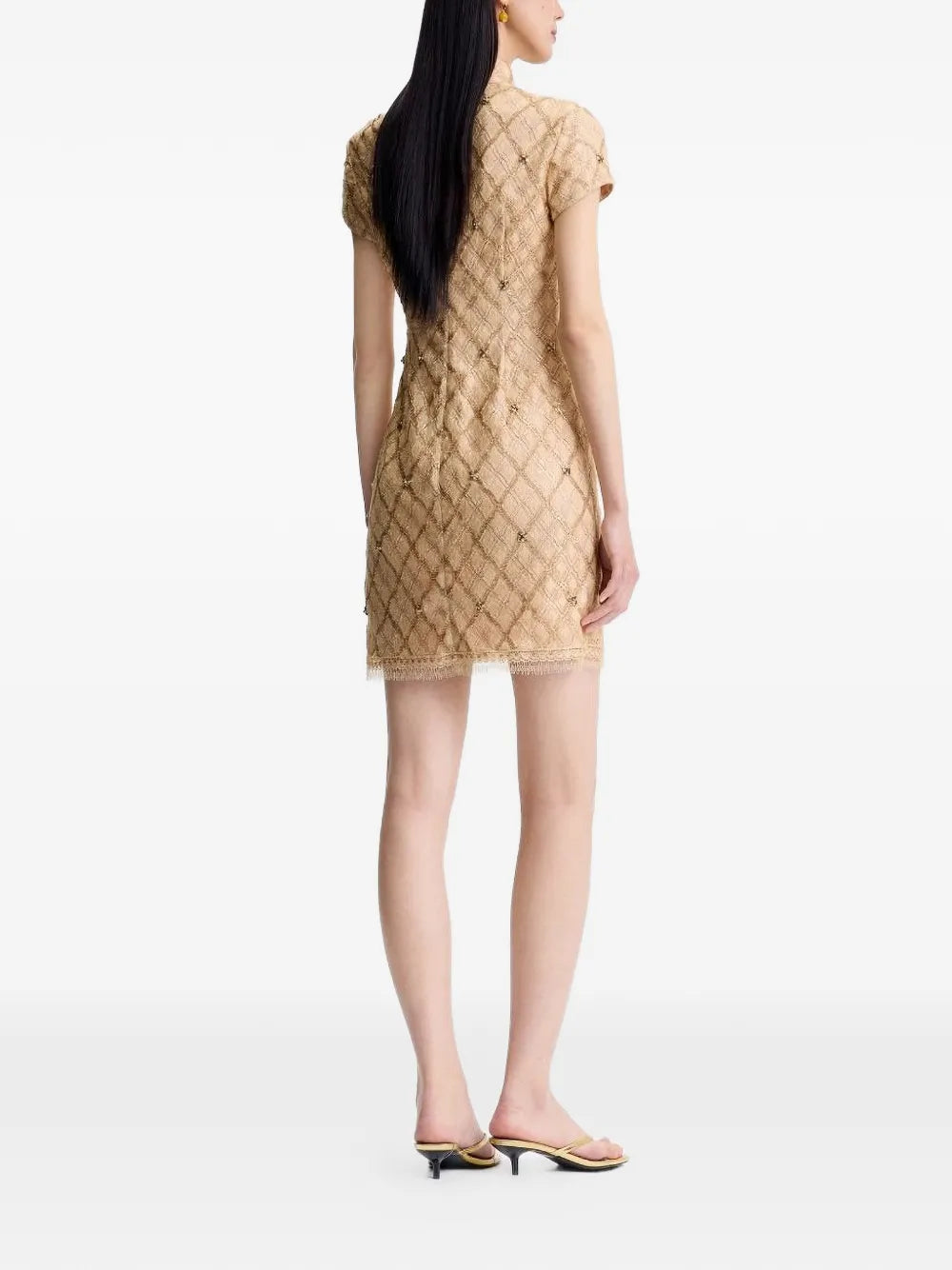 beaded lattice mini dress