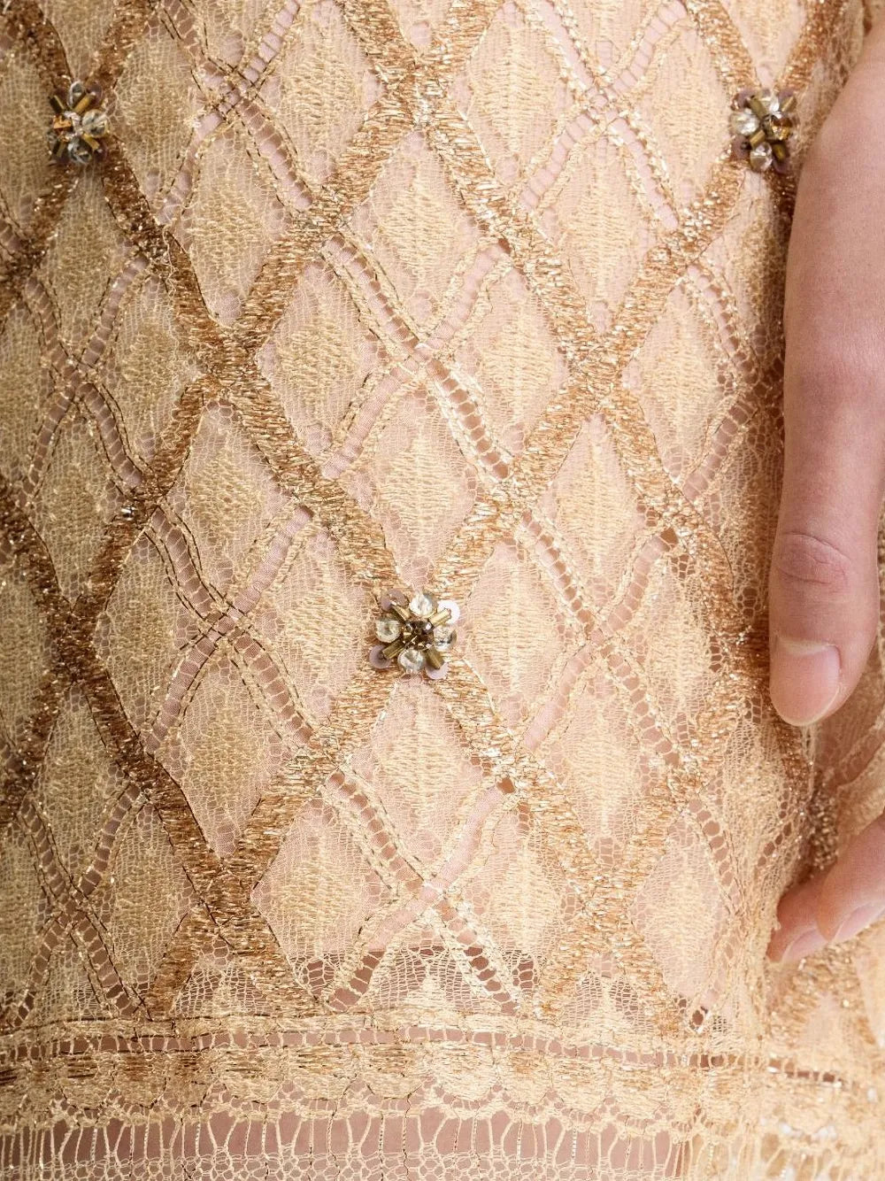 beaded lattice mini dress