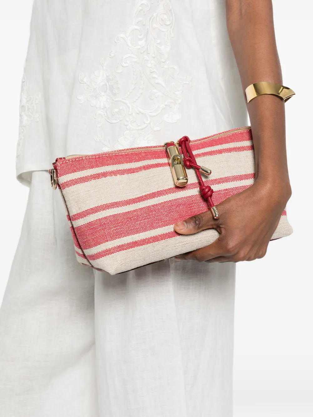 striped padlock shoulder bag