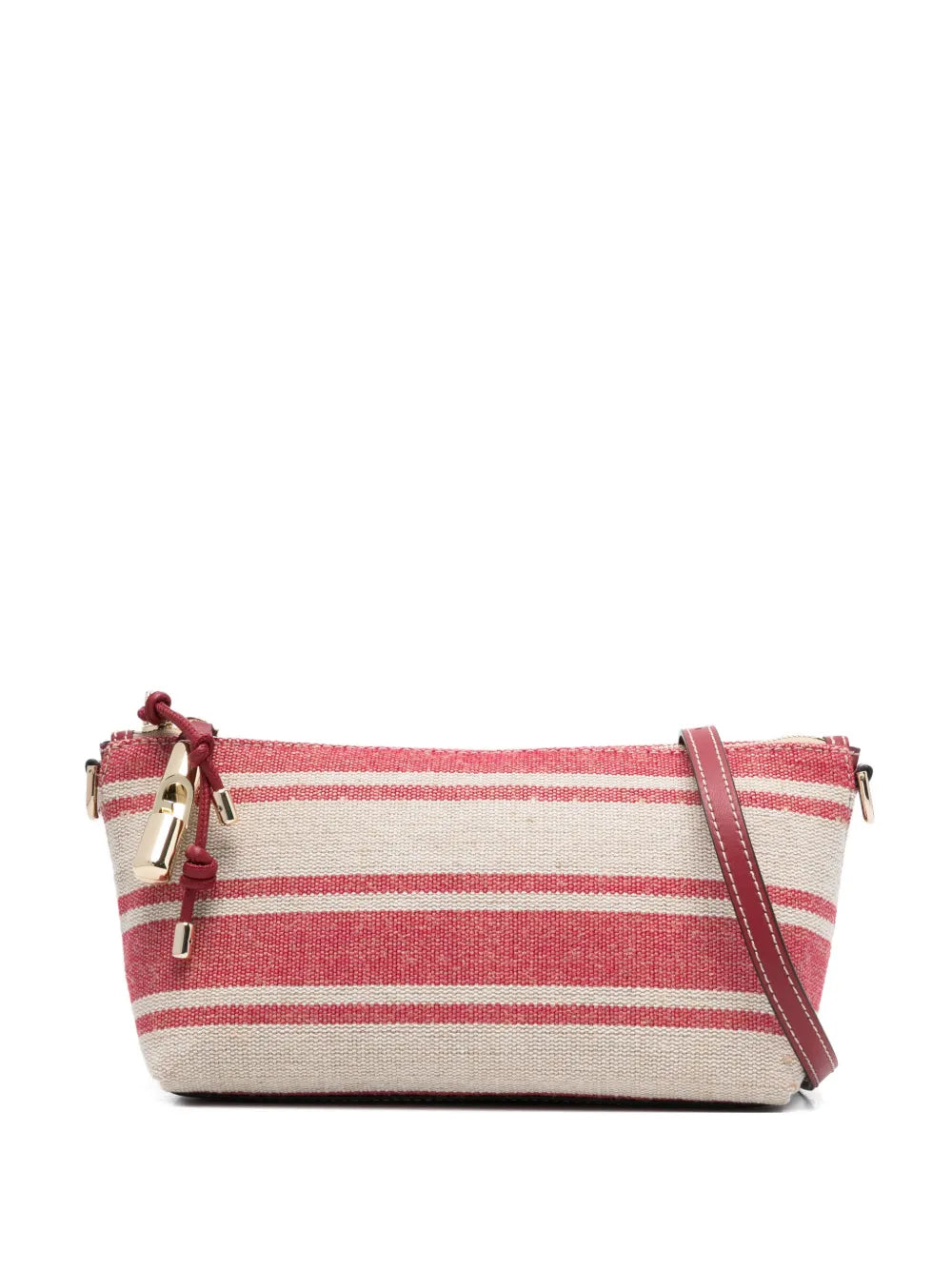 striped padlock shoulder bag