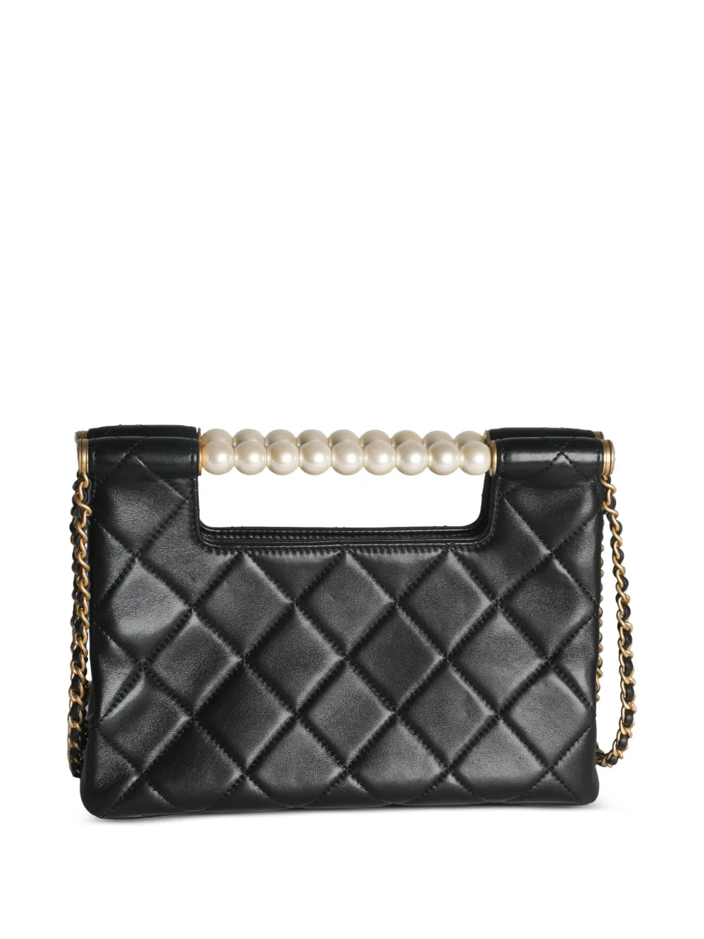 2021-2025 small CC Pearls Bar Handle Shopping quilted bag