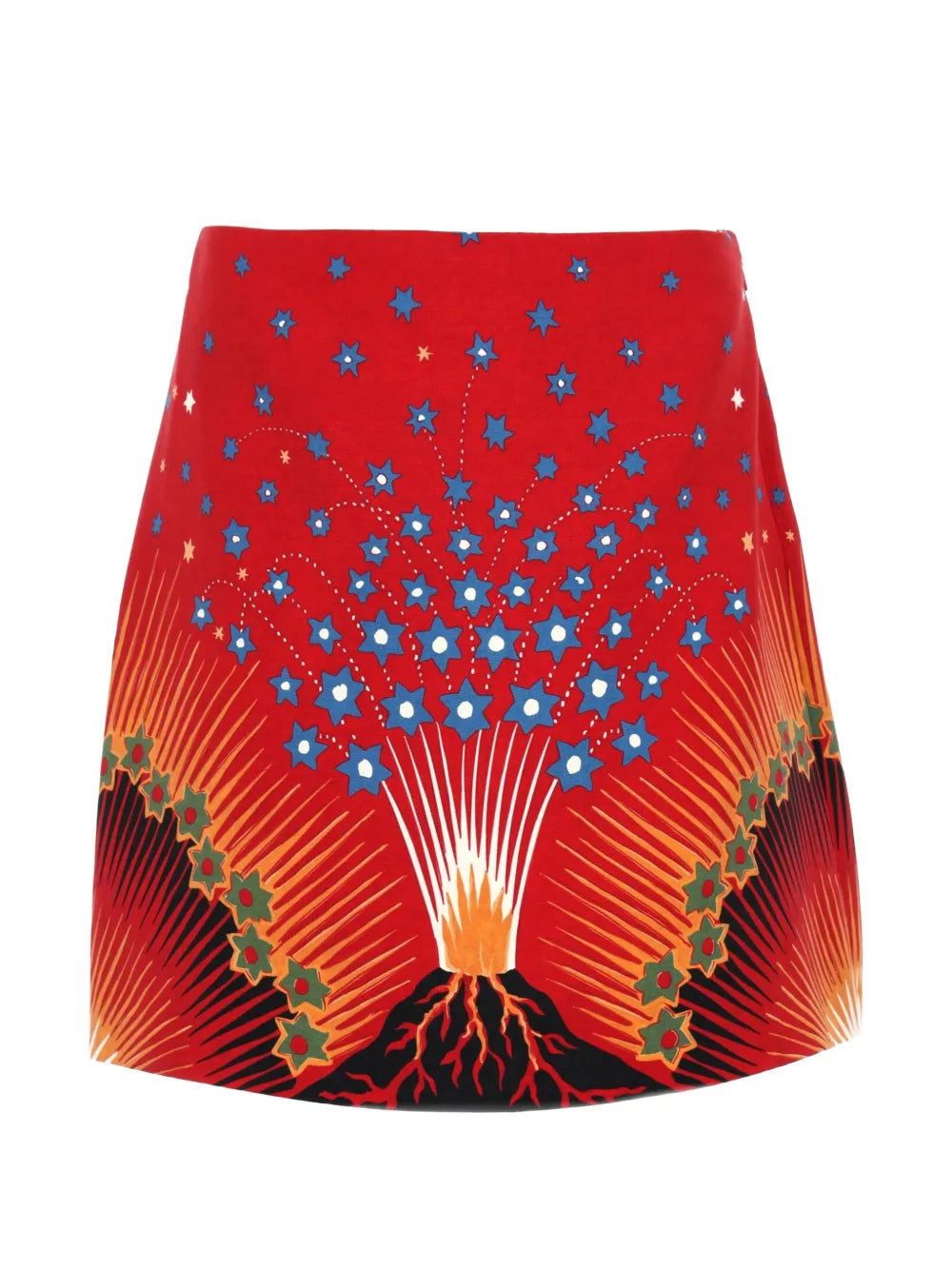 Volcano-print A-line mini skirt