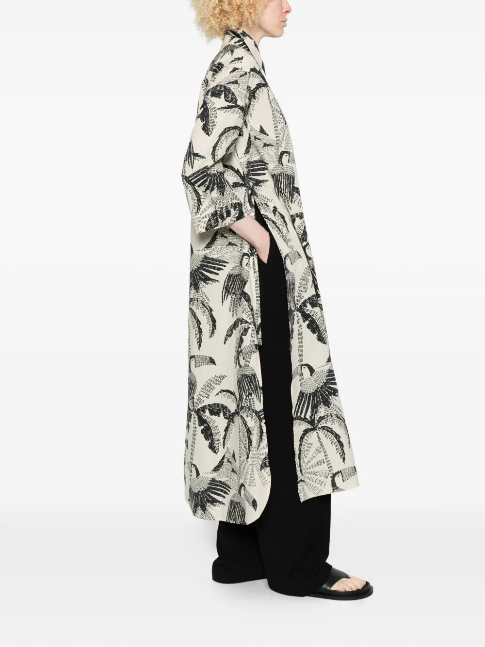 palm-tree pattern midi dress