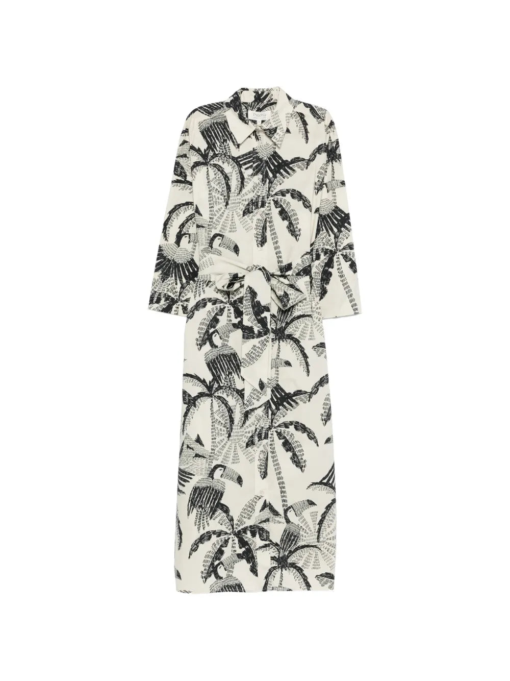 palm-tree pattern midi dress