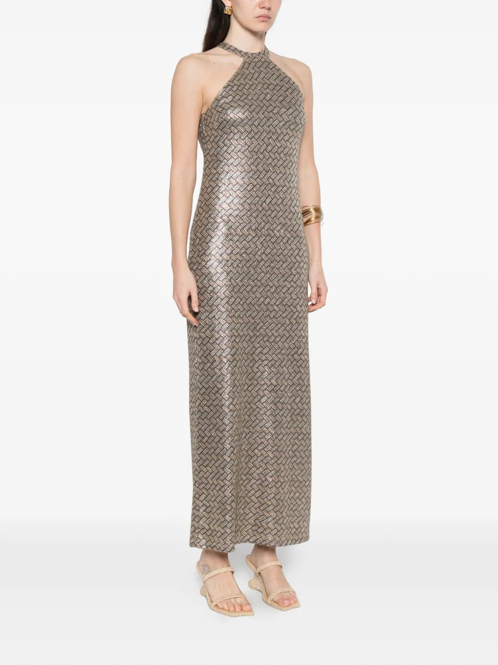basketweave-pattern maxi dress
