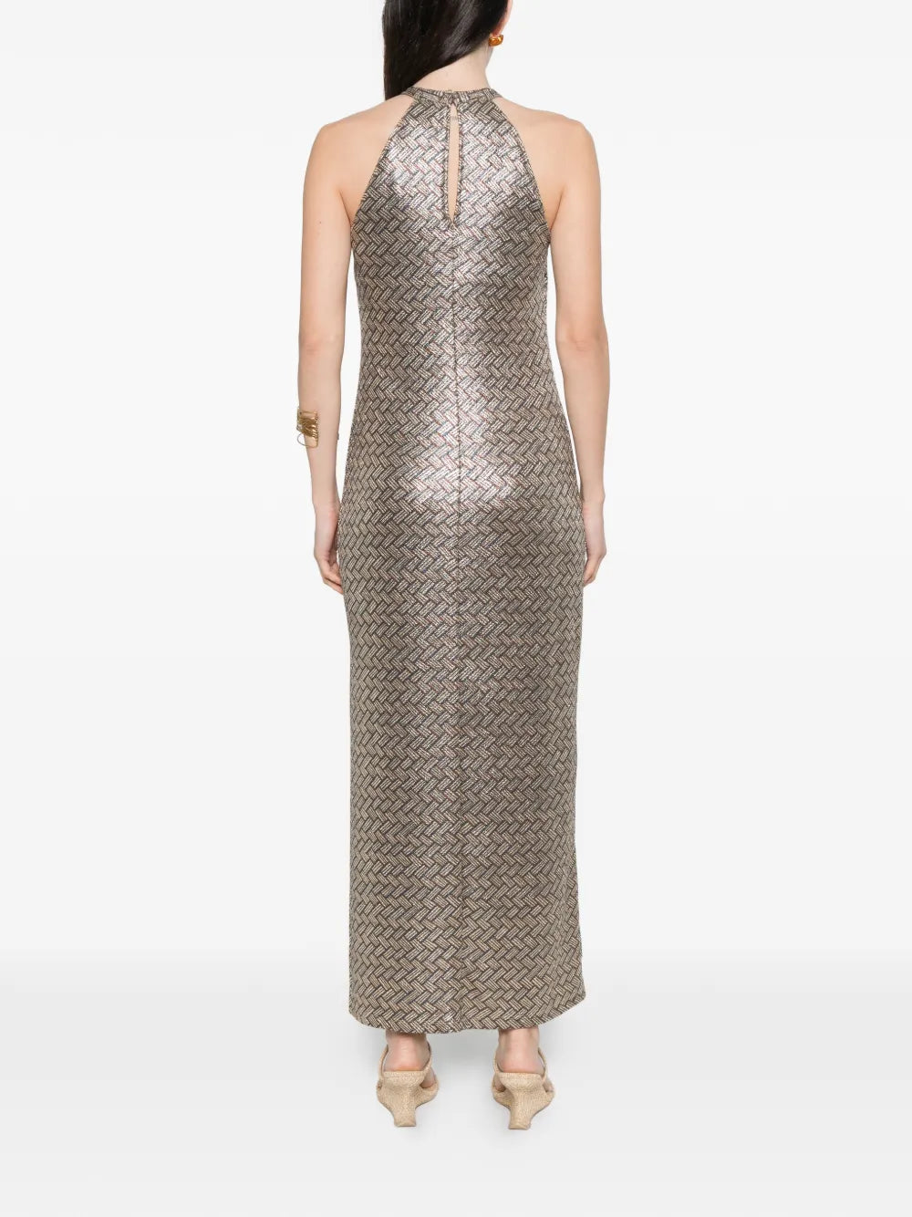 basketweave-pattern maxi dress