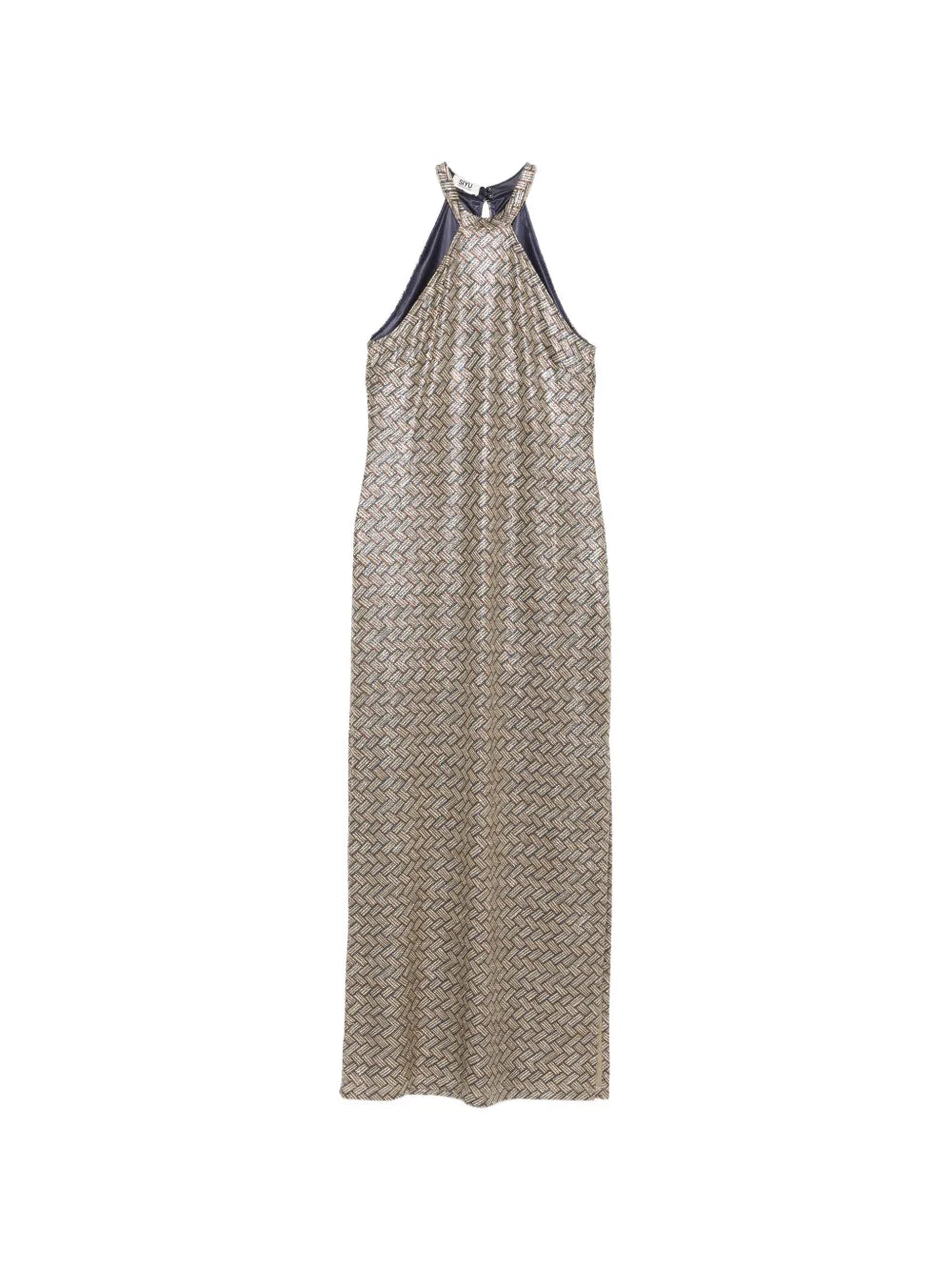 basketweave-pattern maxi dress