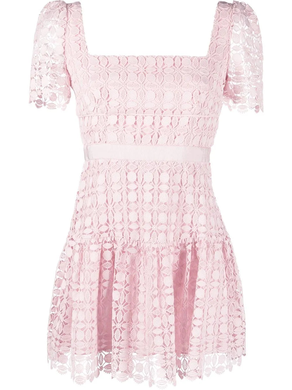 lace-detail short-sleeved mini dress