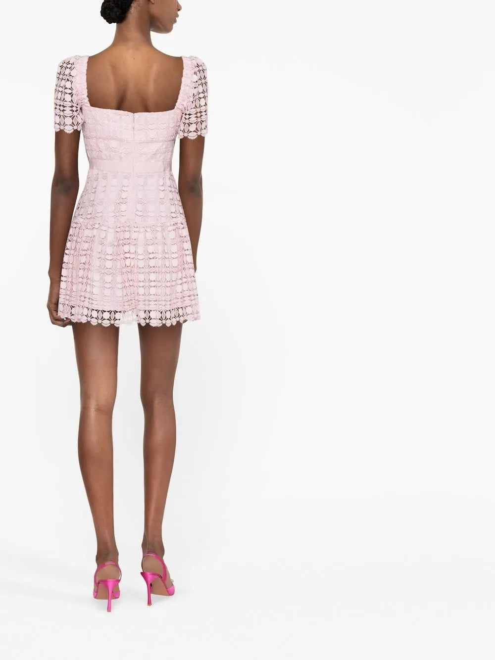 lace-detail short-sleeved mini dress