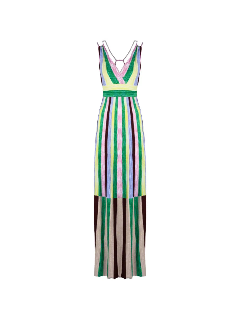 striped V-neck dress