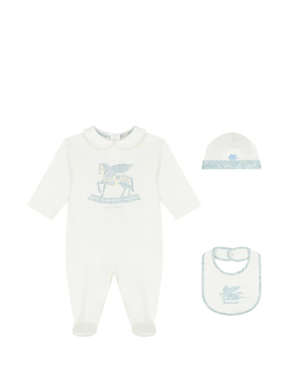 horse-motif babygrow set (set of three)