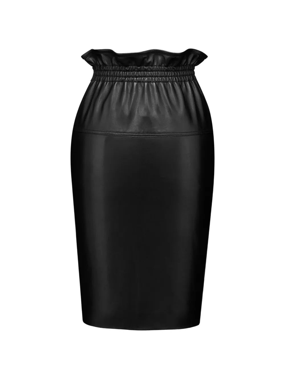 ruffled-waist pencil midi skirt