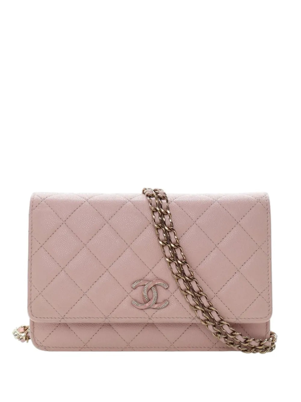 2021-2026 Quilted Caviar Crystal Enamel CC Wallet On Chain crossbody bag