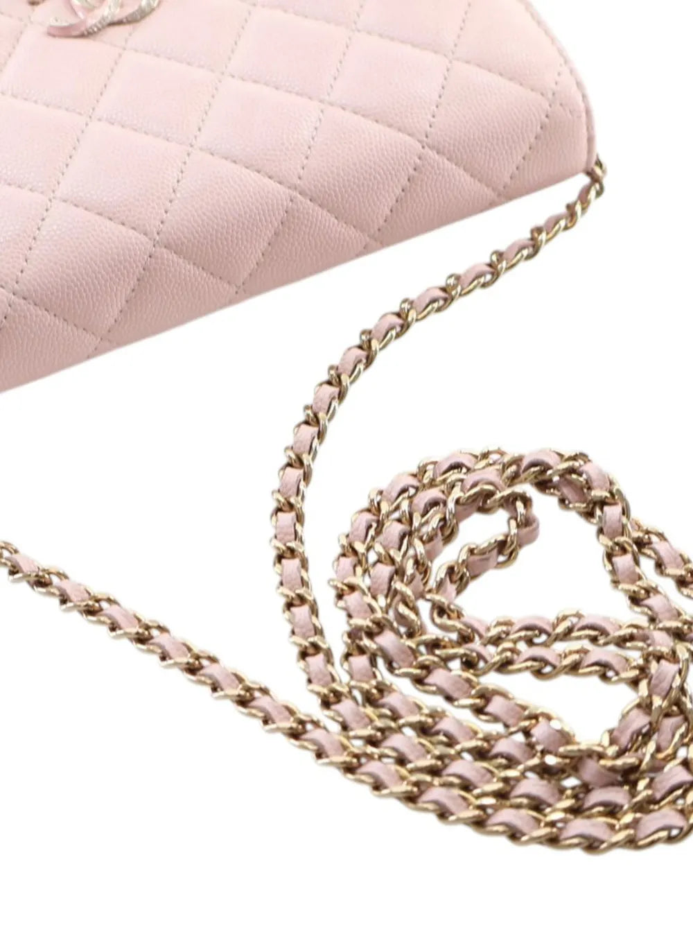 2021-2026 Quilted Caviar Crystal Enamel CC Wallet On Chain crossbody bag