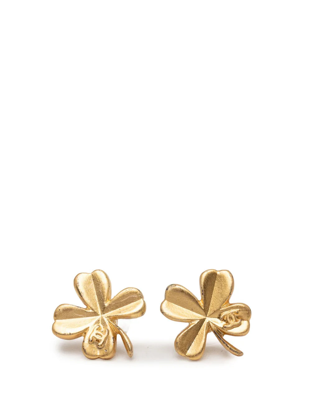 2003 Gold Plated CC Clover Push Back Earrings costume earrings