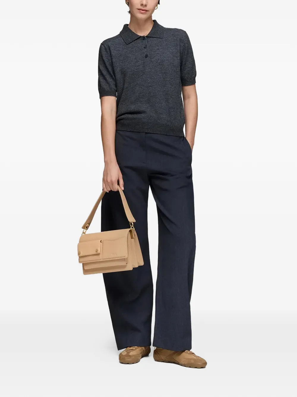 logo-embossed shoulder bag