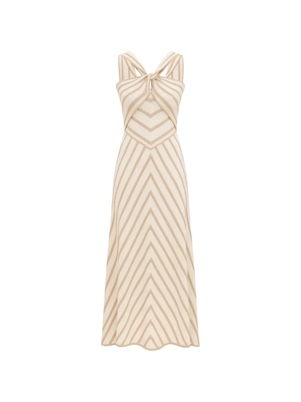striped knotted midi dress