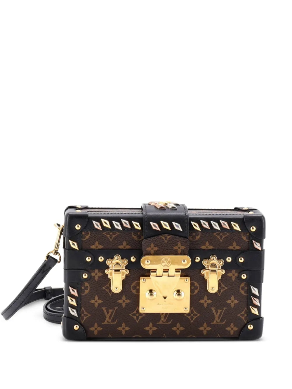 Petite Malle Handbag Studded Monogram Canvas crossbody bag