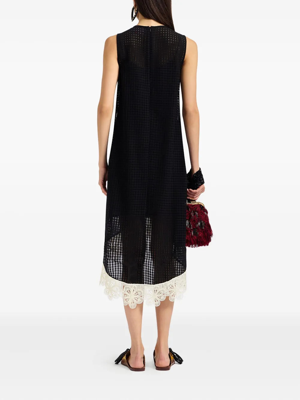 La Scala lace-embroidered sleeveless midi dress