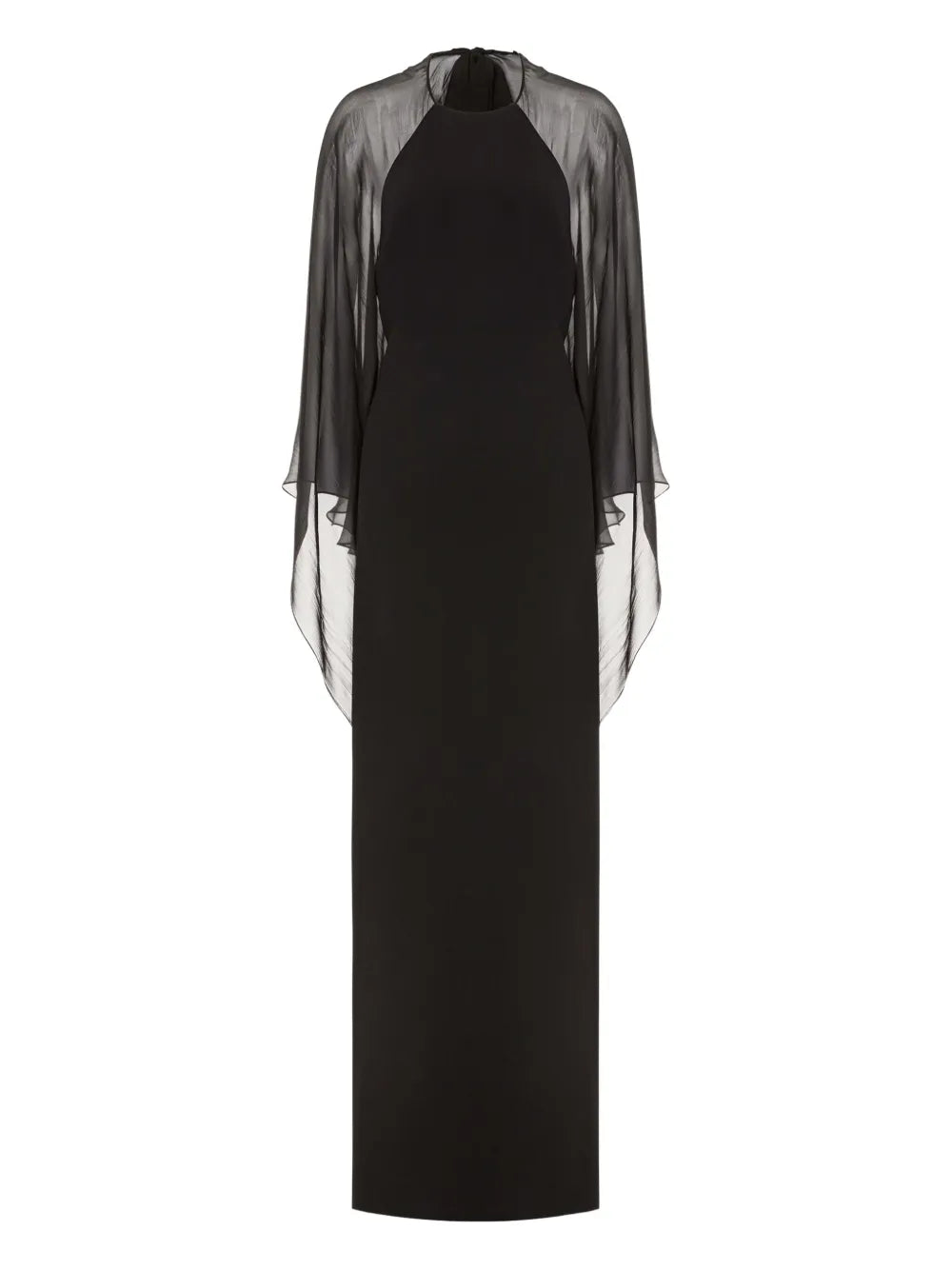 chiffon cape gown