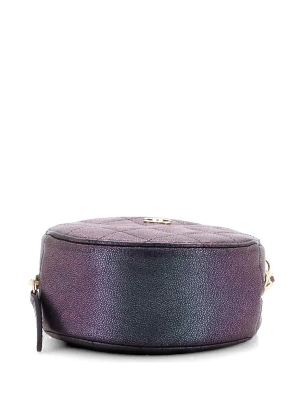 Round Clutch with Chain Quilted Iridescent Caviar Mini crossbody bag