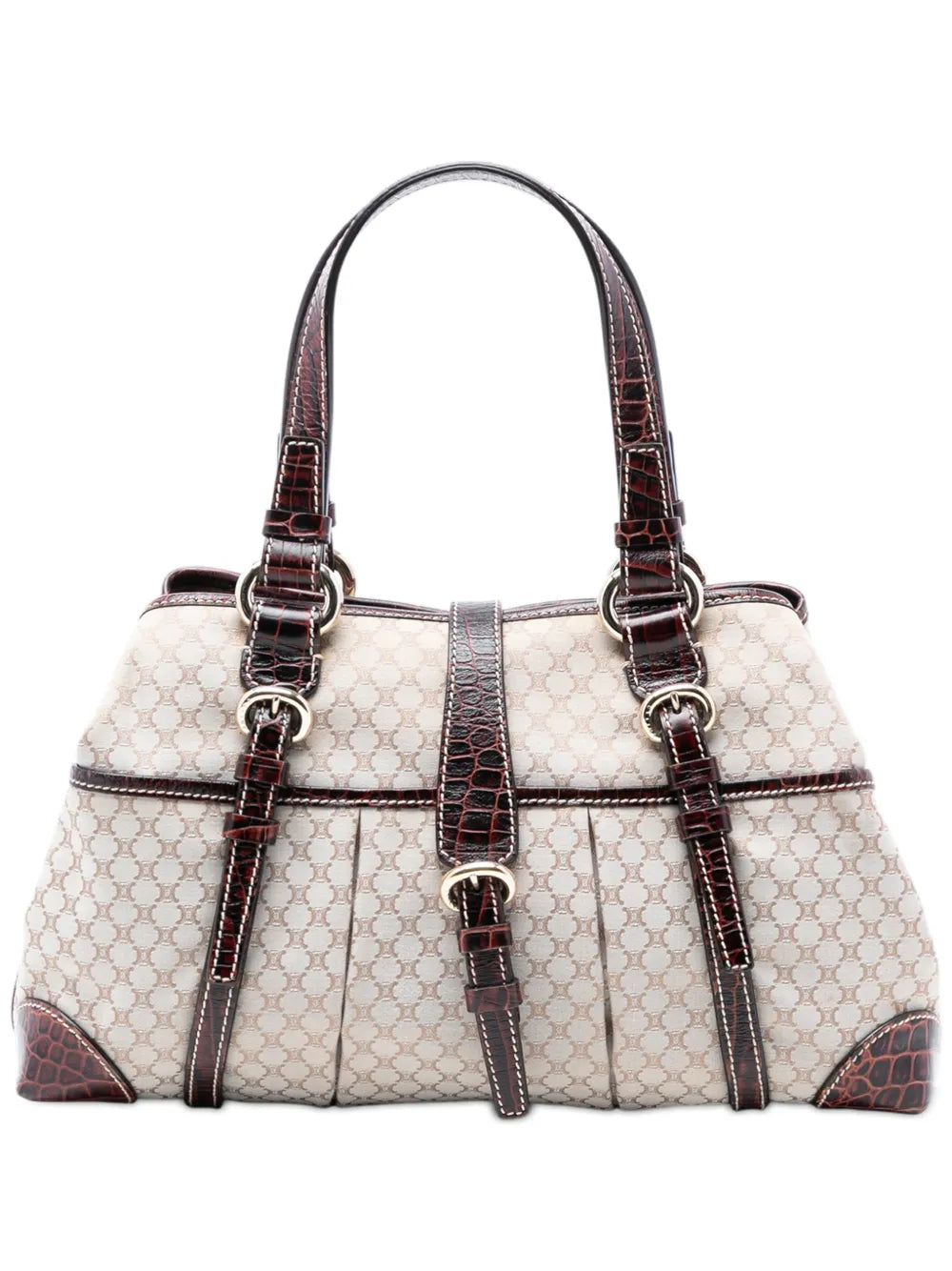 2007 Croc Embossed Leather Trimmed Macadam Canvas handbag