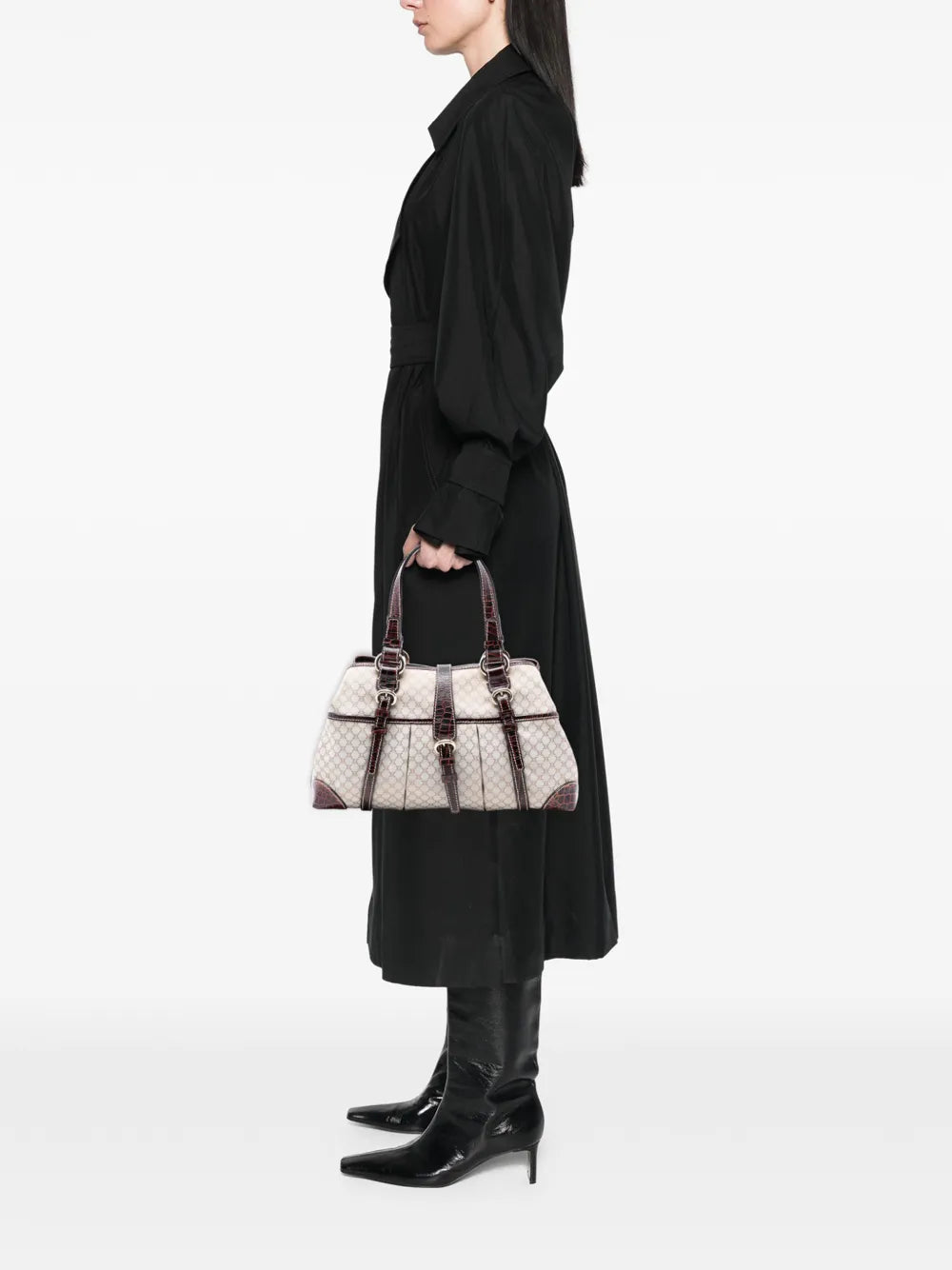 2007 Croc Embossed Leather Trimmed Macadam Canvas handbag