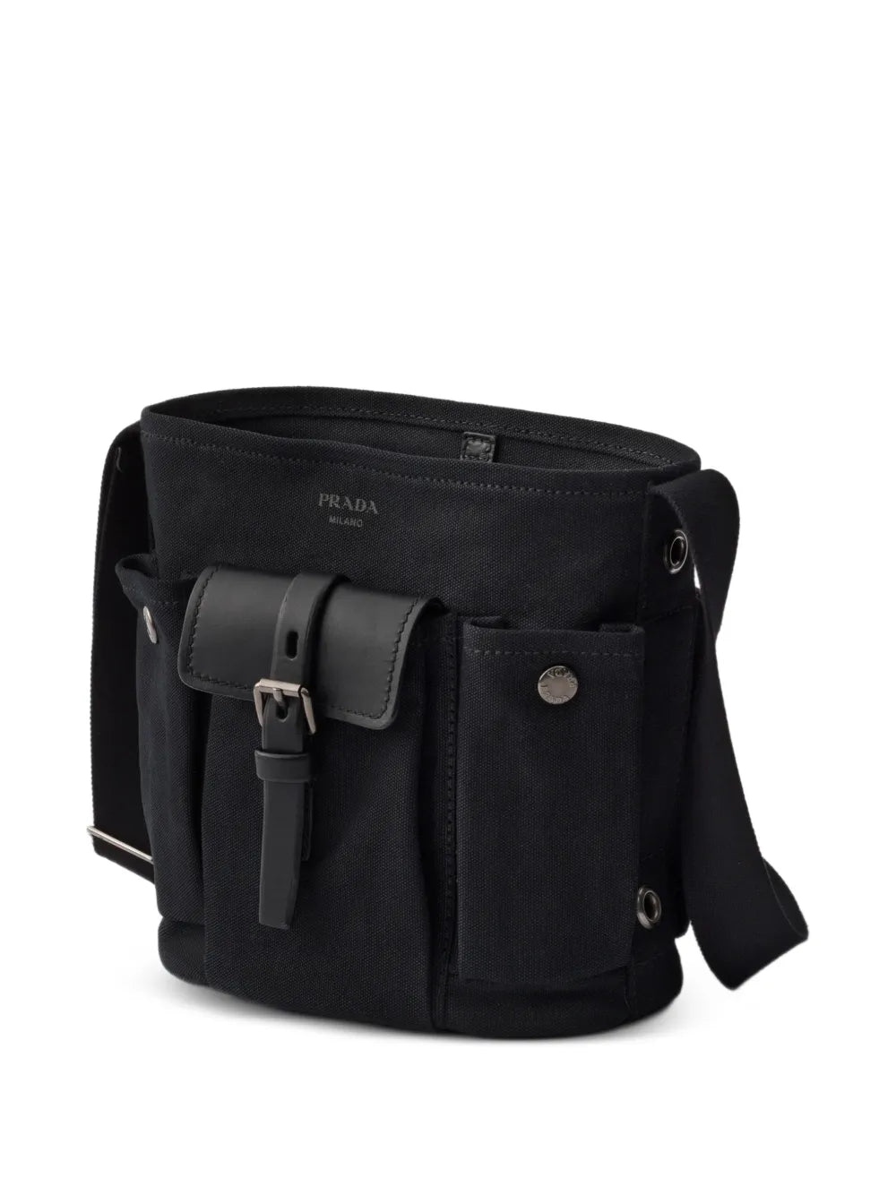 Route mini canvas and leather bucket bag