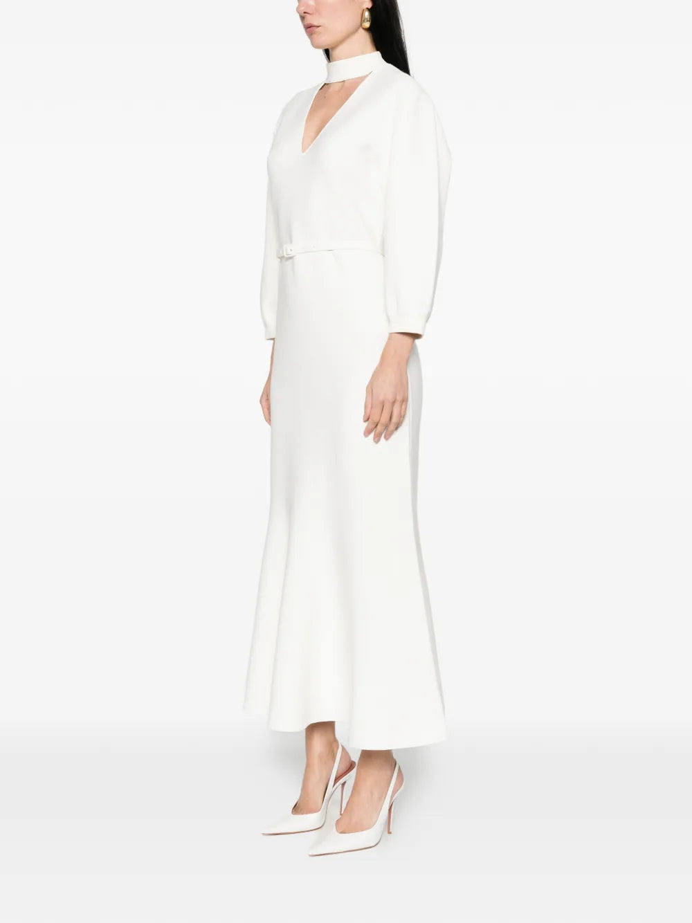 V-neck belted dress