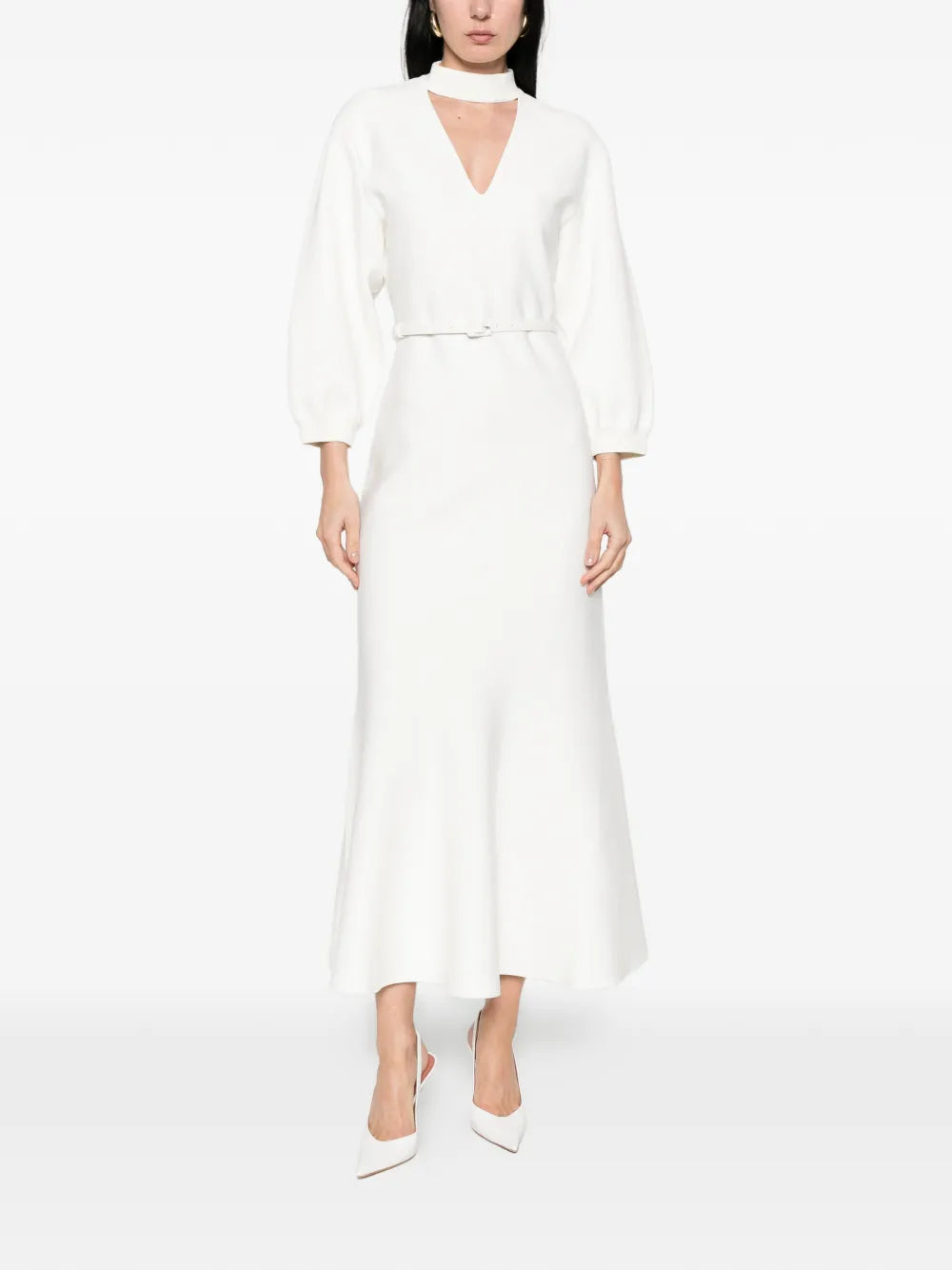V-neck belted dress