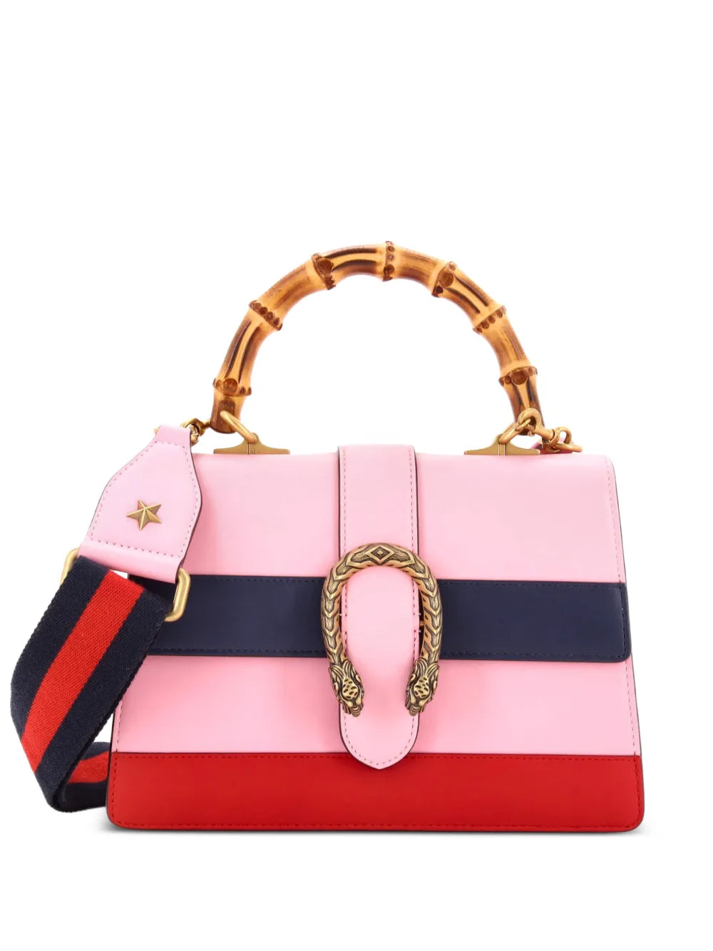 Dionysus Bamboo Top Handle Bag Colorblock Leather Medium satchel