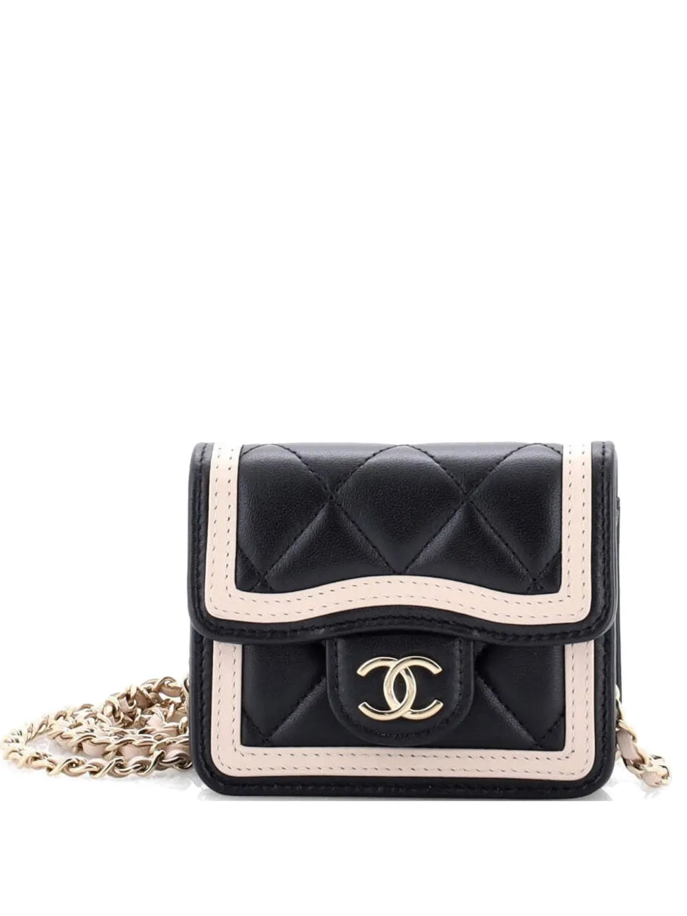 Strip On CC Flap Clutch with Chain Quilted Lambskin crossbody bag