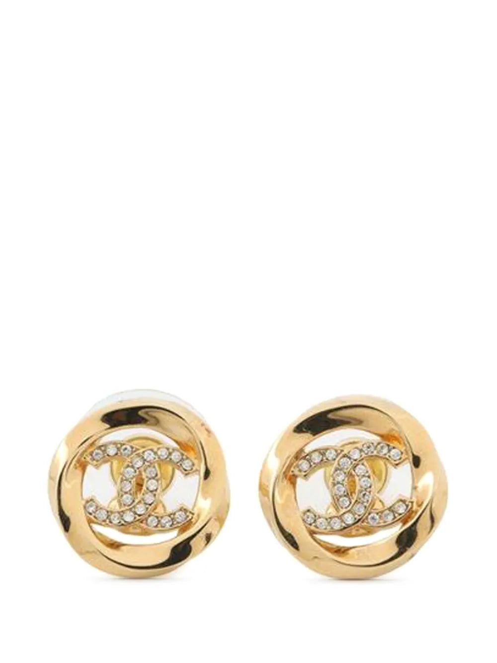 2025 Gold Plated CC Crystal Round Push Back Earrings costume earrings