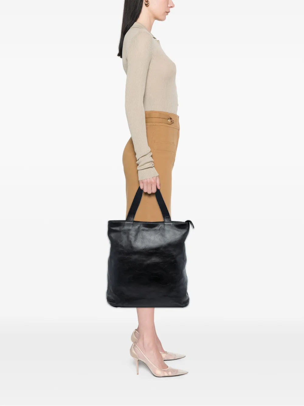 2000-2002 CC Embossed Leather tote bag